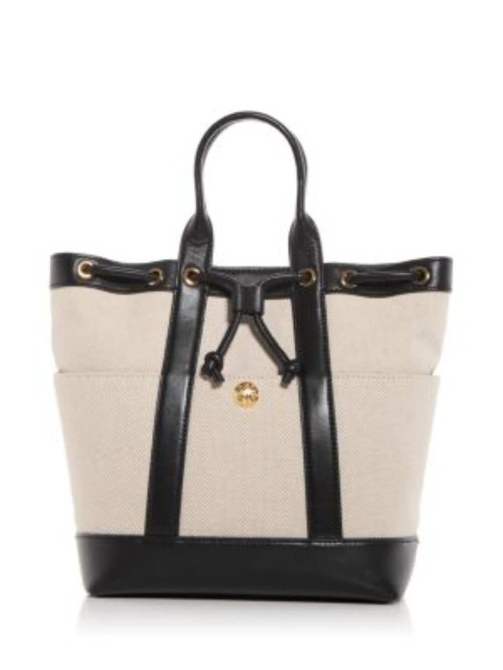 NWT veronica beard goody bag cream canvas and black leather trim - Picture 3 of 6